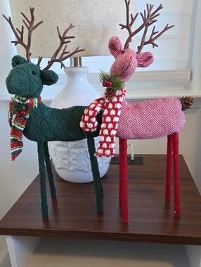Target Red and Green Knit Reindeer Pair Holiday Décor